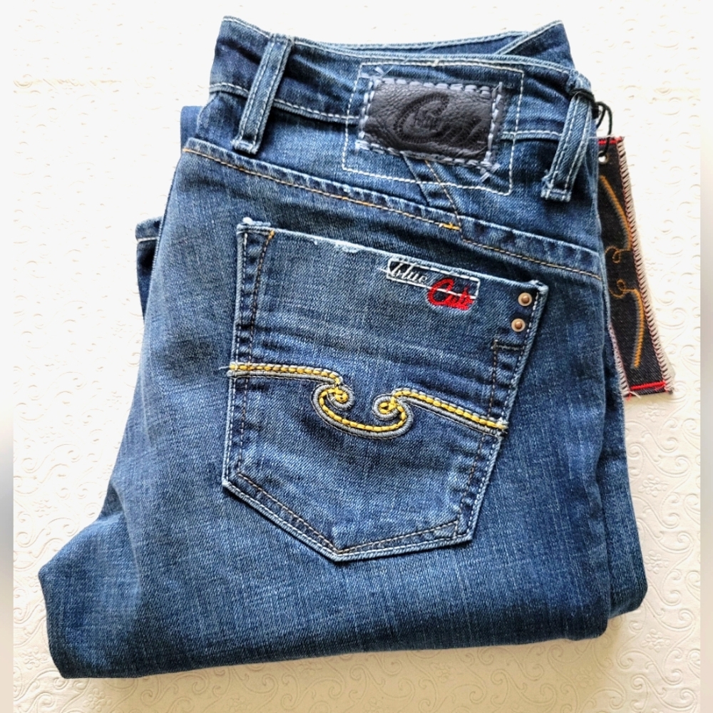 Cult Blue jeans women's size 29 Kate yellow embroidered classic NWT